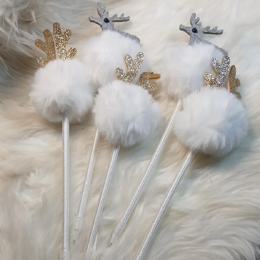 White and Gold Reindeer Antler Pens